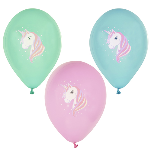 6 Luftballons Ø 29 cm farbig sortiert "Unicorn" von PAPSTAR
