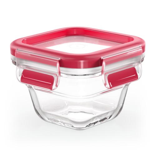 Emsa Clip & Close Frischhaltedose 0,18 Liter, quadratisch, aus Glas, stapelbar,Spülmschinenfest, Backofen- und Mikrowellengeeignet,