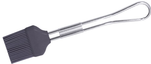 Silikon Backpinsel aus Edelstahl 18/10, 4 cm lange Silikonborsten, Länge: 21 cm, Breite: 4 cm. Spülmaschinengeeignet.