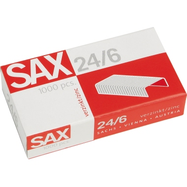 Sax Heftklammer 24/6 Metall, verzinkt 1.000 St./Pack., Typbezeichnung der Heftklammern: 24/6, 1.000 St./Pack.