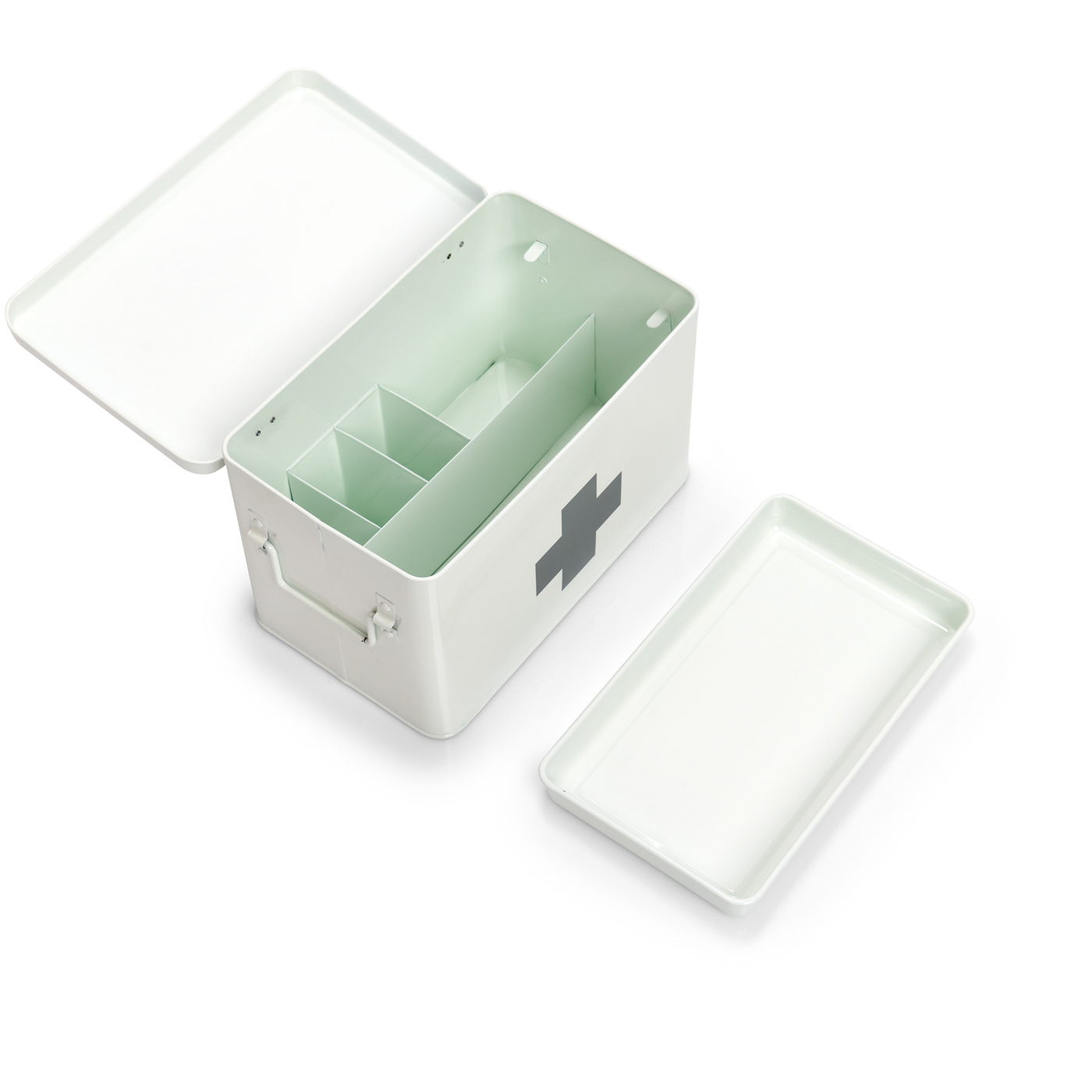 Zeller MEDIZIN-BOX Metall, Farbe: weiß, Grösse: 32 x 19,5 x 20 cm, mit seitlichen Tragegriffen,