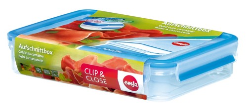 Emsa CLIP & CLOSE Frischhaltedose, rechteckig, Maße: 26,5 x 19,4 x 6 cm, Inhalt: 1,65 Liter, Material: Kunststoff, mit Soft-Touch-Clips