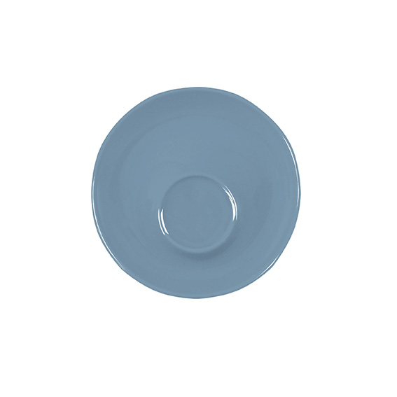 Untertasse 11 cm Spiegel außerzentrisch - Form:, Baristar - Dekor 79925 grau-blau - aus Porzellan., Hersteller: Eschenbach. "Made in