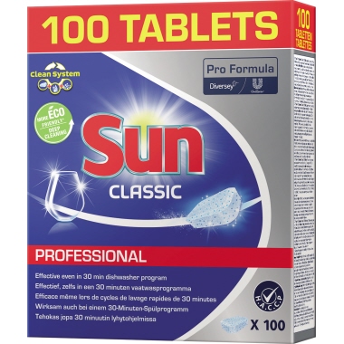 SUN Spülmaschinentabs Professional Classic 100 St./Pack., parfümiert, 100 St./Pack. Gründliche Entfernung von Eiweiß