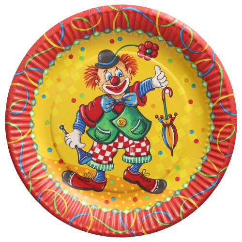 10 Teller, Pappe rund Ø 23 cm "Clown" von PAPSTAR