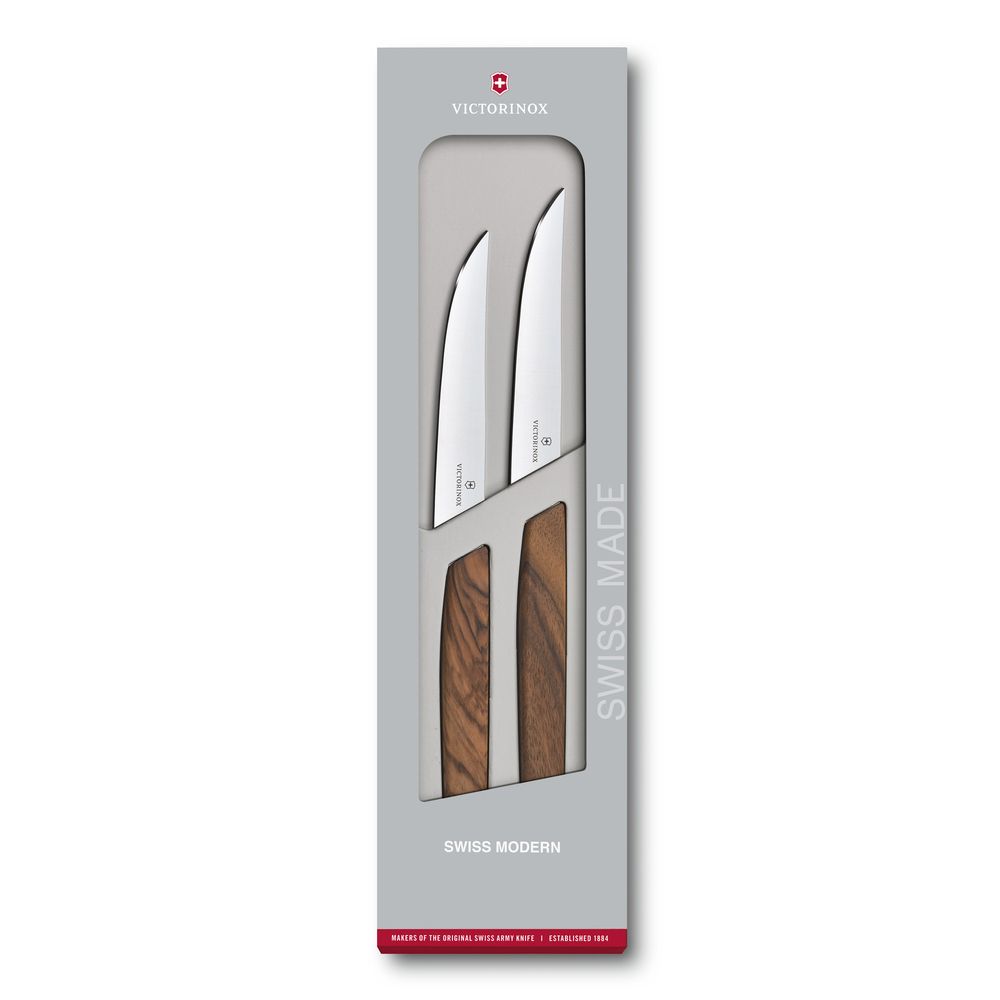 Victorinox Swiss Modern Steakmesser, 2-teilig, 12 cm, Nussbaumholz