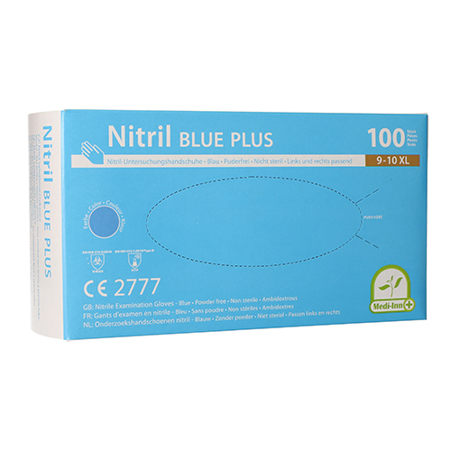 100 "Medi-Inn®" Handschuhe, Nitril puderfrei "Blue Plus" blau Größe XL von Medi-Inn®