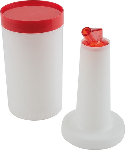 Dosier-/Vorratsflasche, gelb Ø 9 cm, H: 33 cm, 0,85 Liter Polypropylen 4-teilig: Behälter + Flaschenhals + Schraubdeckel +