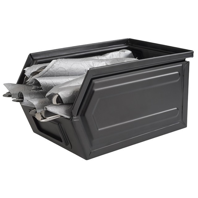 APS Snackbox -INDUSTRIAL-, 23 x 15,5 cm, H: 13 cm, Metall, schwarz, mit  Beschriftungsfach, 2,4 Liter | 383-5062