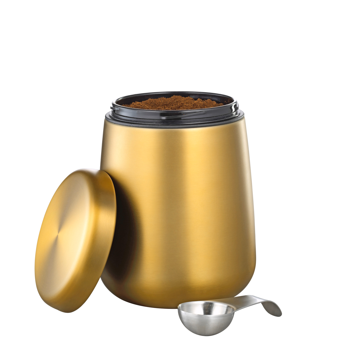 Vorratsdose AVIGNON, aus Edelstahl 18/10, goldfarben lackiert, Maße: Höhe ca. 16,5 cm, Durchmesser ca. 11,5 cm.