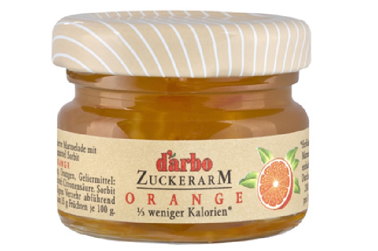 Darbo Orangen Konfitüre zuckerarm, im Miniglas à 28 g, Inhalt: 60 Stk. pro Karton