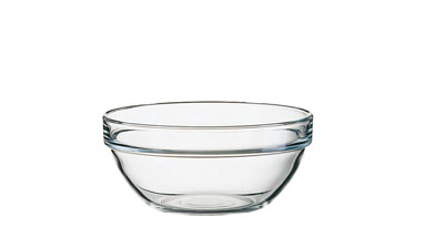 Glasschale EMPILABLE, Inhalt: 0,57 Liter, Durchmesser: 140 mm, Höhe: 64 mm, stapelbar.