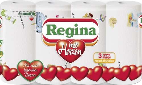 Regina Küchentücher 3-lagig mit Herz 45 Bl. 4ST