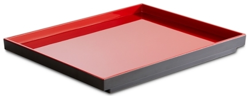 GN 1/2 Tablett -ASIA PLUS- 32,5 x 26,5 cm, H: 3 cm Melamin innen: rot, glänzend außen: schwarz, matt spülmaschinengeeignet