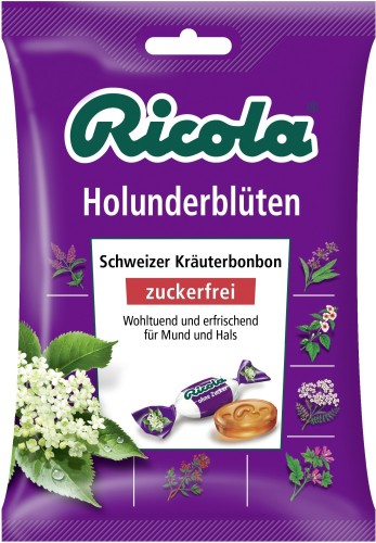 Ricola Holunderblüten ohne Zucker Hustenbonbons 75G
