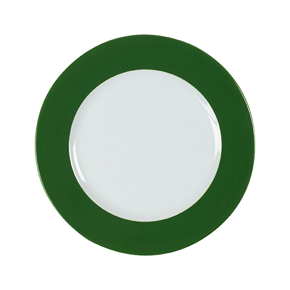 Teller flach 26 cm - Form: Table Selection - Dekor 79174 dunkelgrün - aus Porzellan.