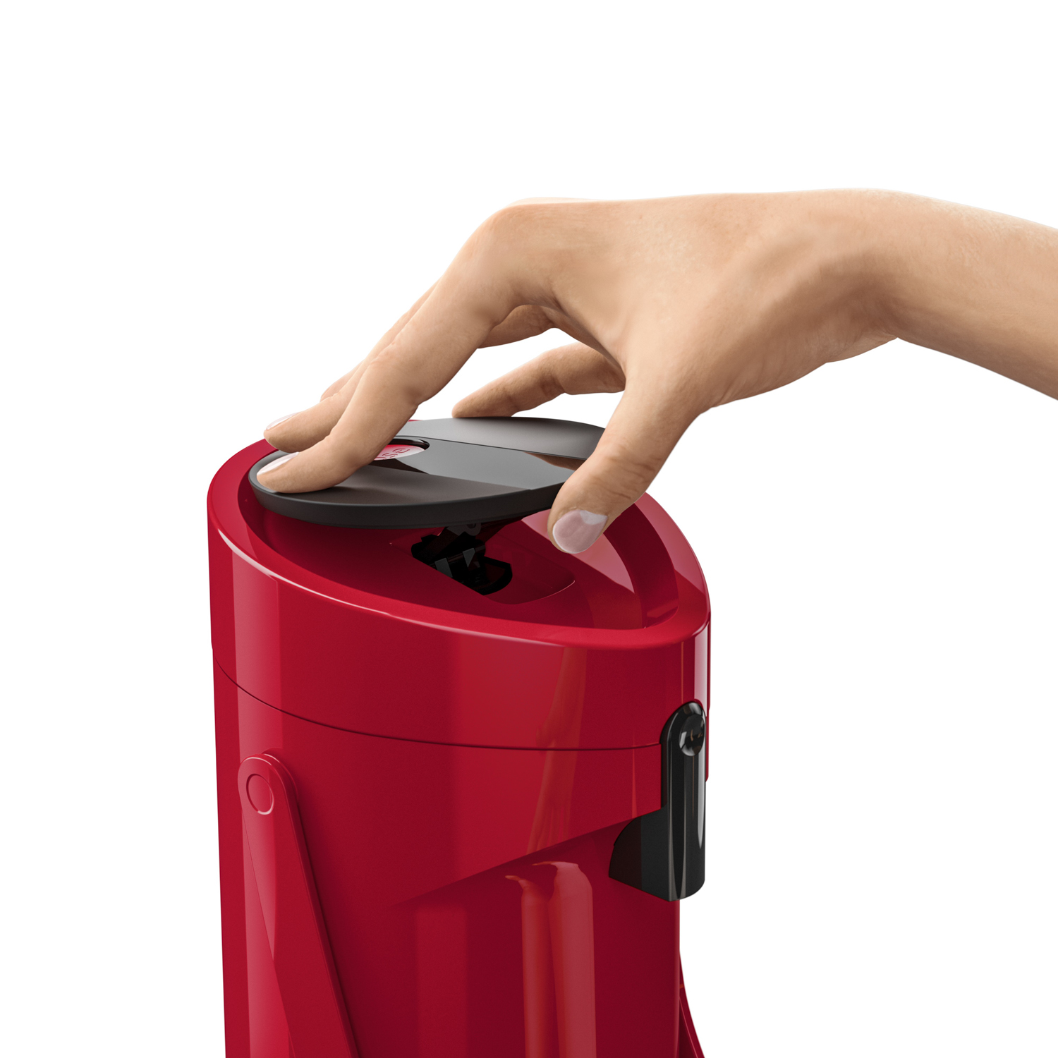 Emsa PONZA Pumpspender, Inhalt: 1,9 Liter, Farbe: rot, mit Hartglaseinsatz.