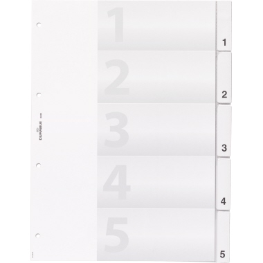DURABLE Ordnerregister DIN A4 blanko Hartfolie transparent 5 Registerblätter