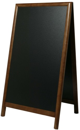 Doppeltafel , dunkelbraun aus dreifach lackiertem Buchenholz, mit Tafel aus schwarzem PVC Kunststoff, wetterfest, schwere Qualität