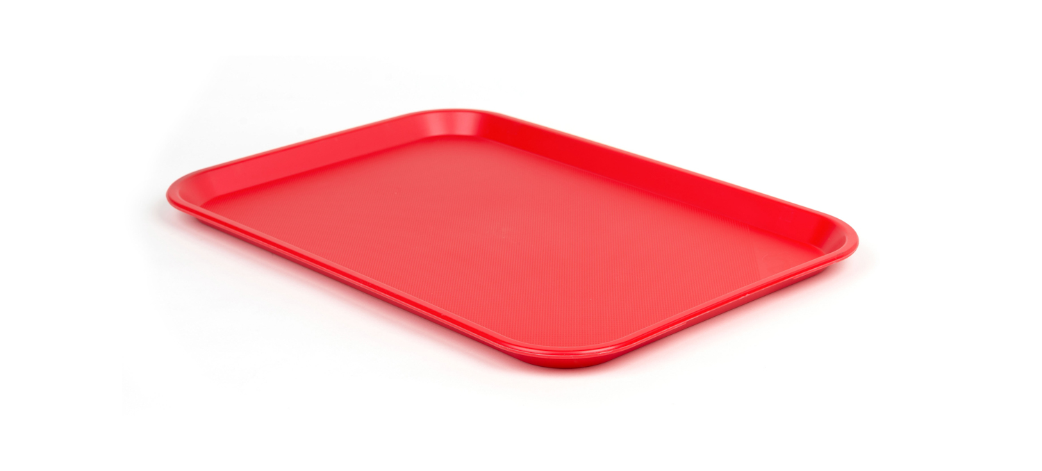 ARAVEN Fast Food-Tablett 350x270mm aus Polypropylen zum Servieren von Speisen, rot