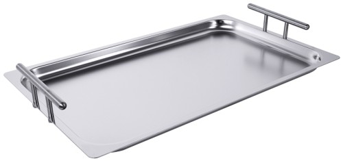 GN Buffet-Tablett, stapelbar aus Edelstahl 18/10, hochglänzend, stapelbar Länge: 53 cm, Breite: 32,5 cm, Gesamthöhe: 5 cm