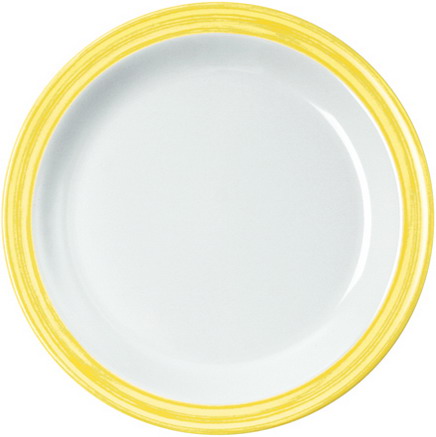 WACA Desserteller BISTRO in weiß-gelb, aus Melamin. Durchmesser: 19,5 cm.