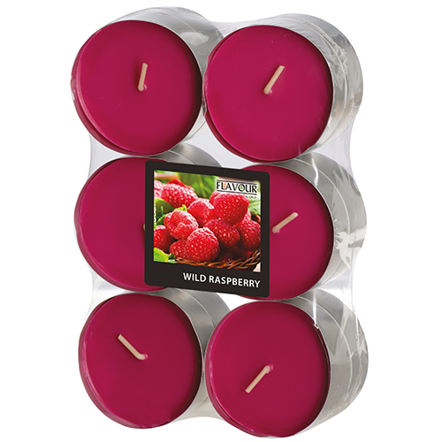 12 "Flavour by GALA" Maxi Duftlichte Ø 58 mm · 24 mm weinrot - Wild Raspberry von Flavour by GALA