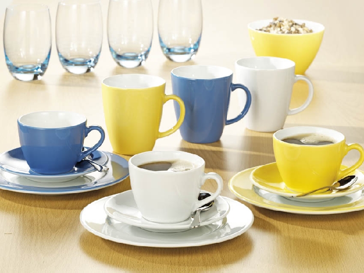 Kaffeetasse 0,21 l mit Untertasse 14,5cm, Farbe: polar blue / polarblau Form: Eschenbach Coffeeshop Color.
