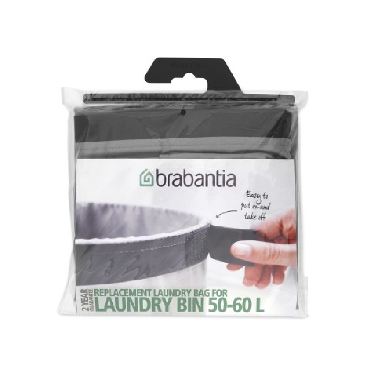 Brabantia Ersatzwäschesack für Wäschebox, Inhalt: 60 l, grau, Höhe: 60 cm, Breite: 40 cm, Tiefe: 40 cm,