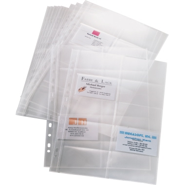 Sigel Visitenkartenhülle 90 x 58 mm (B x H) links offen Kunststoff transparent 200 Karten 10 St./Pack.