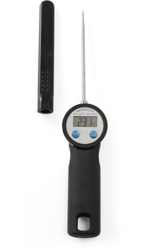Digitales Einstechthermometer, -50 bis +300°C, wasserdicht, Softtouch-Griff. Edelstahlsonde 12cm. Inkl. Batterie. Gesamt5x29cm. Sonde mit Hülle.