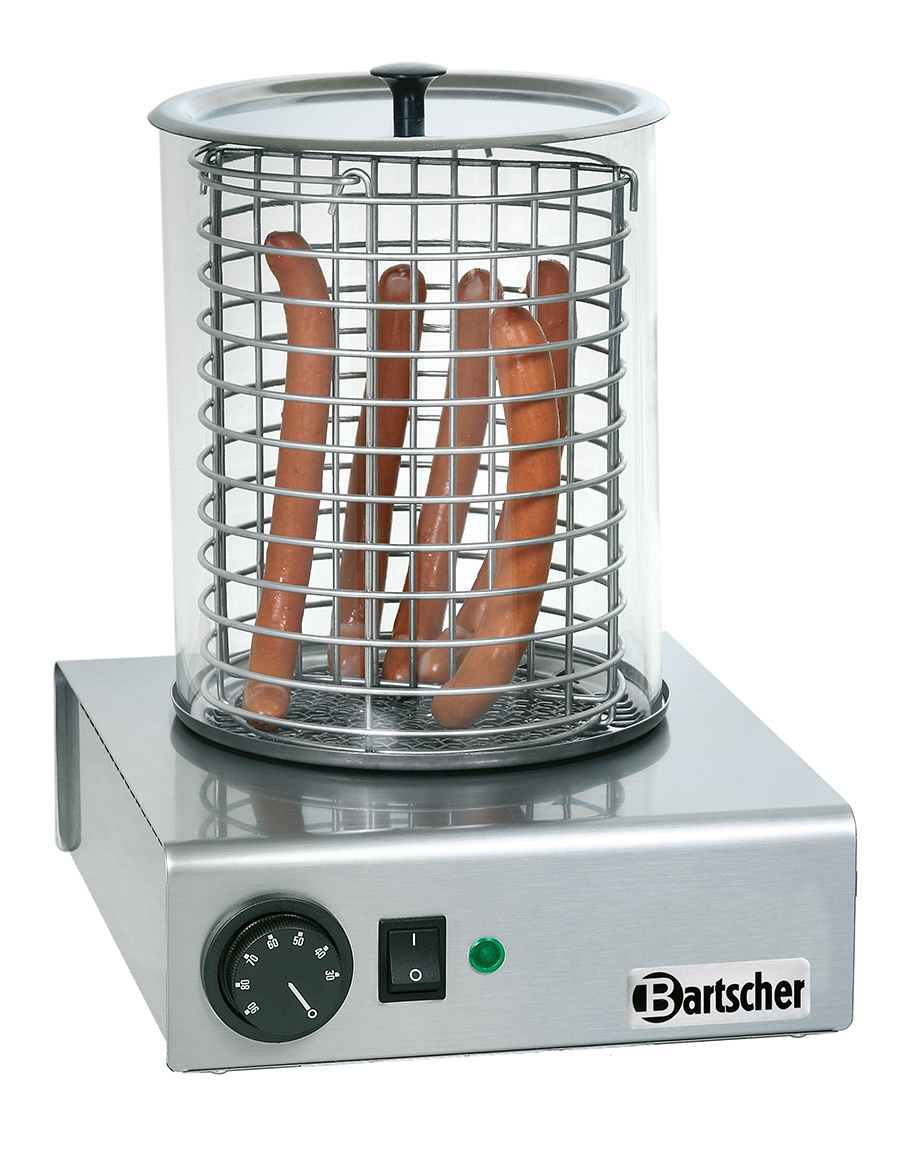 Bartscher Hot-Dog-Gerät | Eigenschaften: Wassertank: Edelstahl, Inhalt: 1,25 Liter | Maße: 26 x 29,5 x 360 cm. Gewicht: 6,9 kg