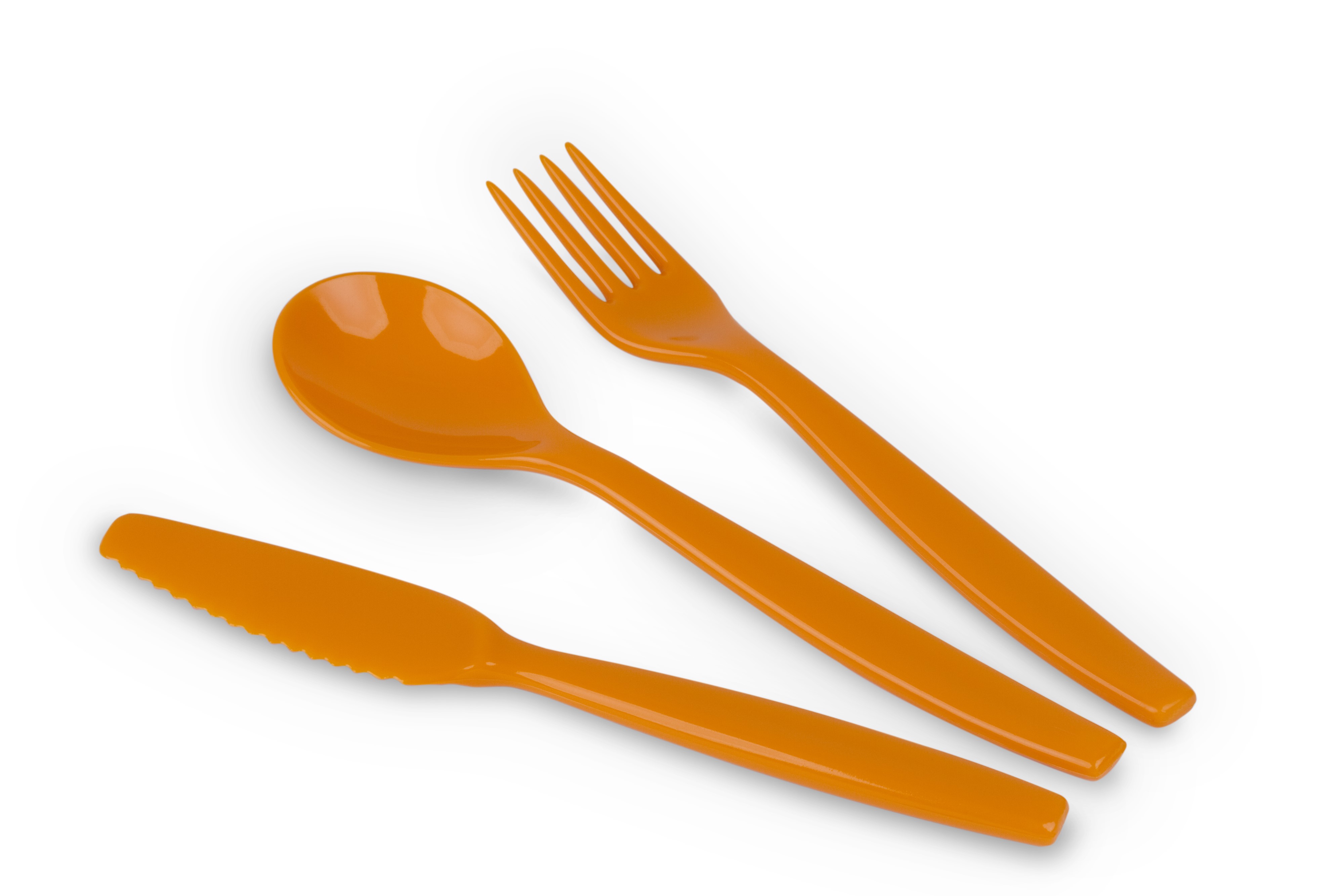 Kinderzeug Besteck-Set BRISE, orange 3-teilig: Messer, Gabel, Löffel, spülmaschinen- geeignet. Länge ca. 16,5 cm, Gewicht 31 g