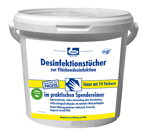 70 "Dr. Becher" Desinfektionstücher 29 cm x 30 cm weiss zur Flächendesinfektion von Dr. Becher