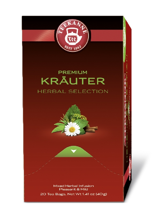 Teekanne Premium 8-KRÄUTER, Inhalt: 20 Beutel à 1,75 Gramm, Kräutertee, wohltuend und mild.