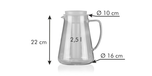 Glaskrug TEO 2.5 l, mit Teesieb und Kühleinsatz , rot