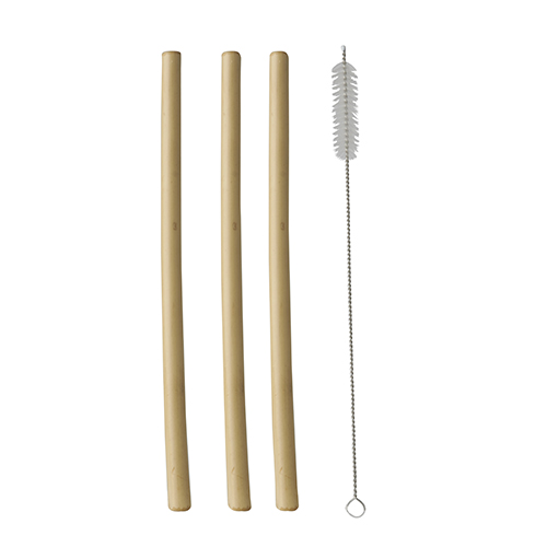 12 Trinkhalme, Bambus "pure" 23 cm inkl. Reinigungsbürste von PAPSTAR