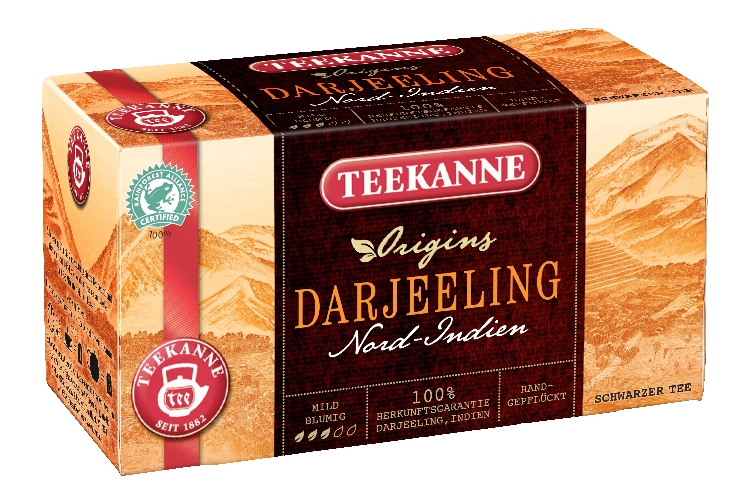 Teekanne Darjeeling - Schwarztee - mild und blumig Tassenportion mit Papierumhüllung Inhalt: 20 Beutel