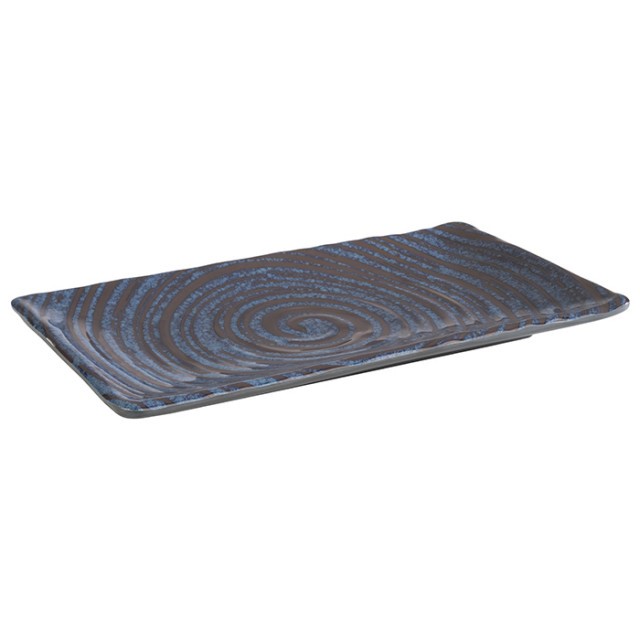 APS Tablett / Sushiboard -LOOPS-, 23,5 x 13,5 cm, H: 1,5 cm, Melamin, innen: Dekor, dunkelblau, außen: dunkelgrau