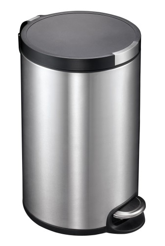 Artistic Tritt-Mülleimer 20 Liter, EKO - Runder Tritt-Mülleimer mit Kunststoffdeckel mit Edelstahlakzenten. Ausgestattet mit