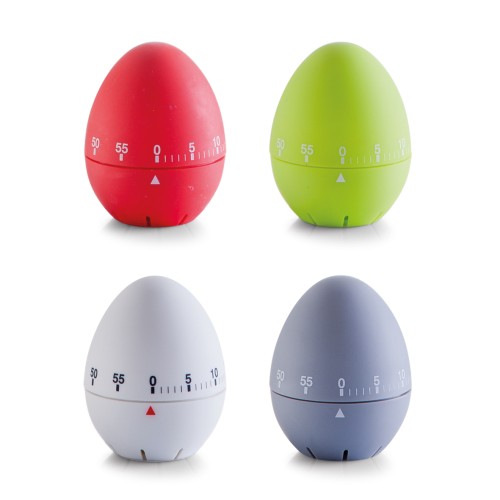 Zeller Eieruhren aus Kunststoff, in den 12 Stück der Verpackungseinheit sind jeweils 3 Eieruhren je Farbe enthalten