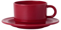 WACA Kaffeeuntertasse COLORA in rot, aus Melamin. Durchmesser: 14 cm.