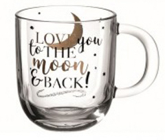 Leonardo Emozione Maxi-Tasse aus gehärtetem Glas, Premium-Qualität. Extra Robust. Logo: Love you to the moon & back