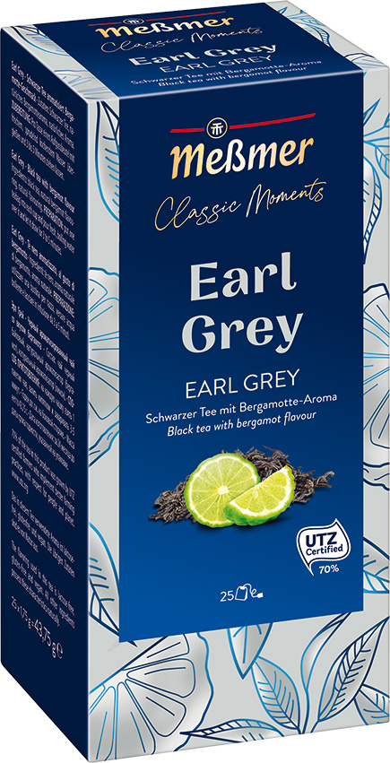 MESSMER Classic Moments Earl Grey 25 Beutel pro Faltschachtel, einzeln aromaversiegelt im recyclingfähigen Papierumbeutel