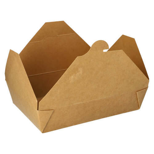 50 Lunchboxen, Pappe "pure" 1500 ml 4,8 cm x 14 cm x 19,7 cm braun von PAPSTAR