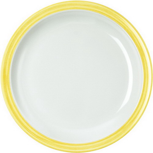 WACA Speiseteller BISTRO in weiß-gelb, aus Melamin. Durchmesser: 23,5 cm.
