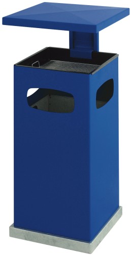 Ascher-Papierkorb mit abnehmbarem Dach 70 Liter - Aluminium oder Edelstahl Abfallbehälter mit Pushdeckel.