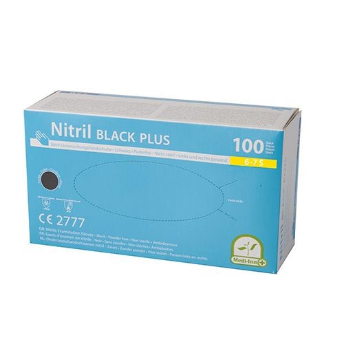 Medi-Inn® puderfreie Nitrilhandschuhe "Black Plus" Farbe: Schwarz, Größe S Inhalt: 100 Stück