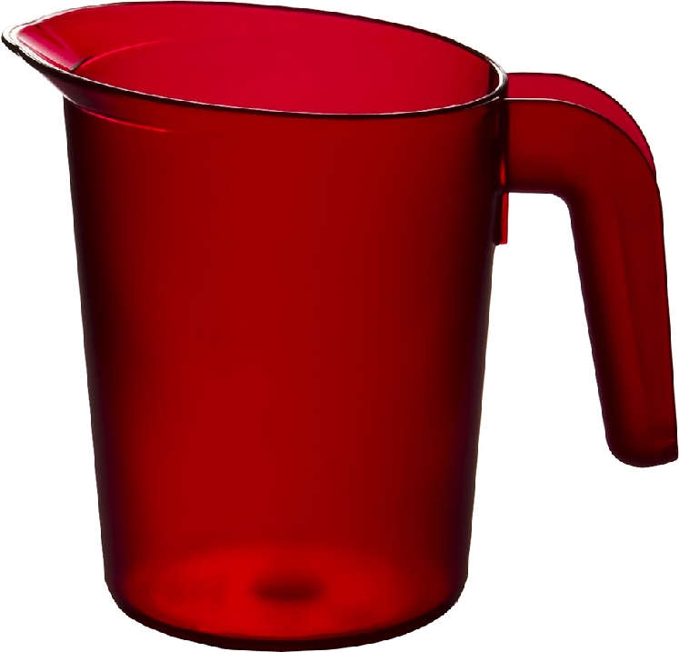 Roltex Saftkanne LUCY aus Polycarbonat in rot, Kapazität: 0,5 l, Höhe: 13,8 cm.