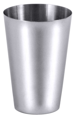 Trinkbecher aus Edelstahl 18/10, außen hochglänzend, mittelschwere Qualität Volumen: 0,25 l, Durchmesser: 7,5 cm, Höhe: 10 cm